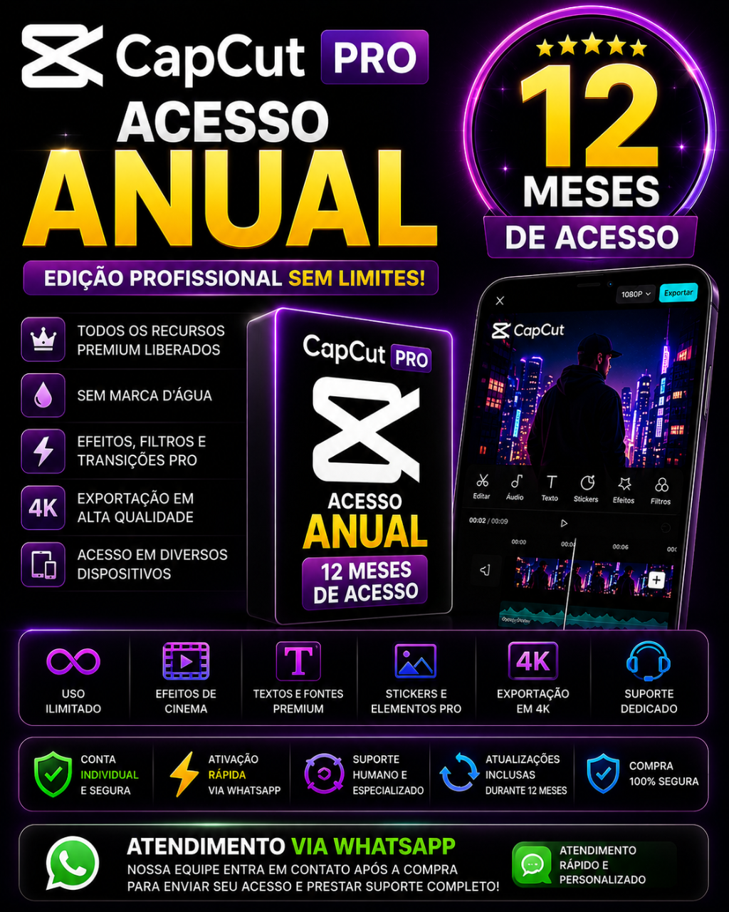 CapCut Pro Anual por R$ 109,90